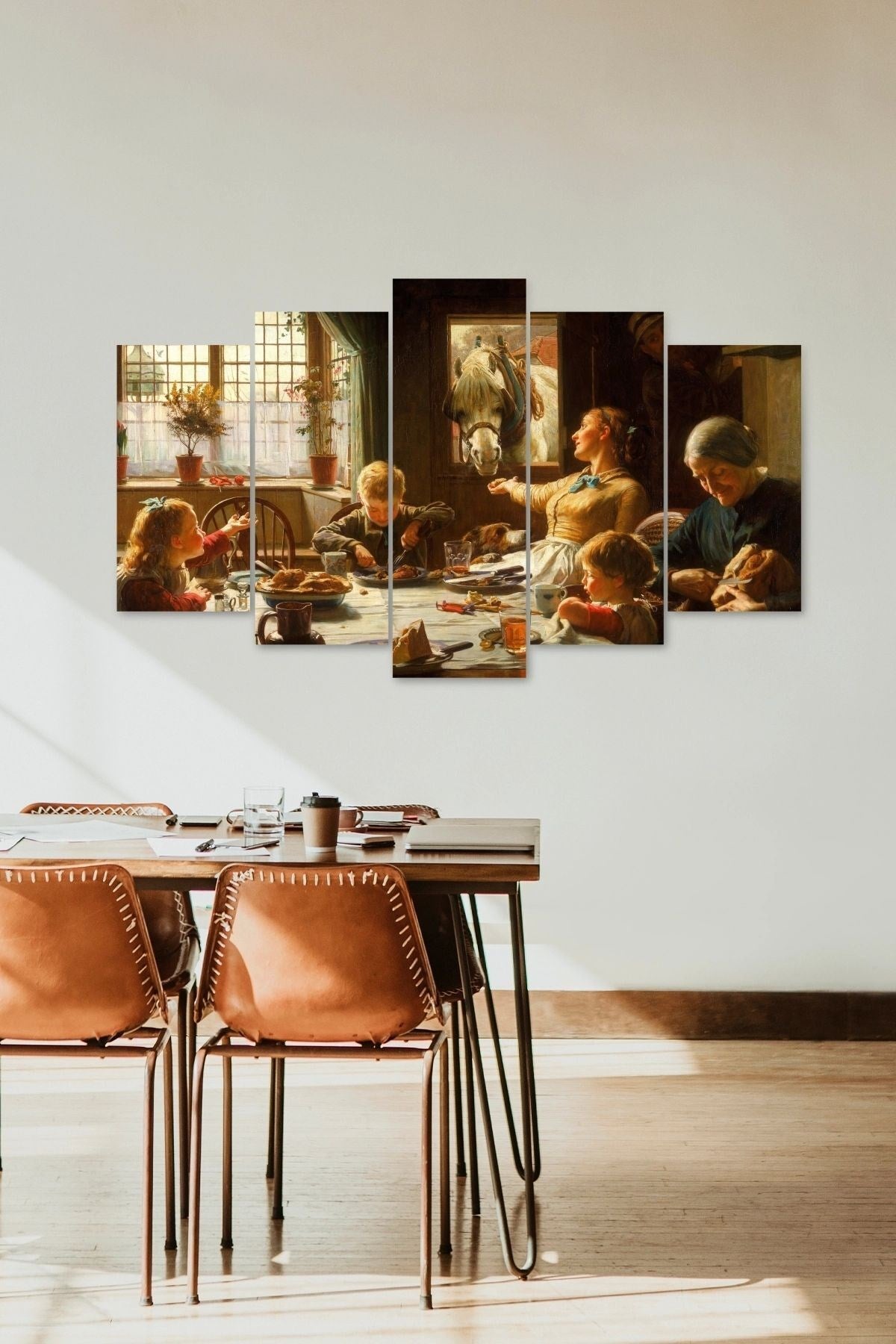 Aile Kahvaltı Çocuklar 5 Parçalı Mdf Tablo 60 x 100