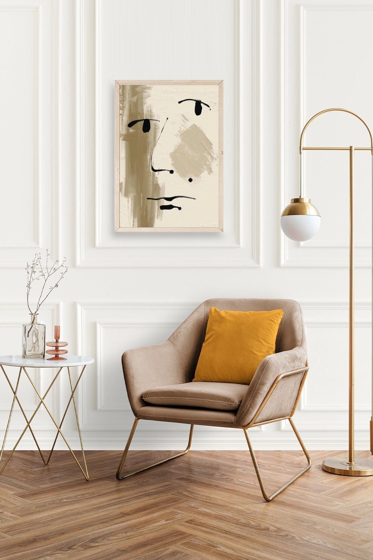 Soyut Yüz Ahşap Çerçeveli Tablo 23 x 30