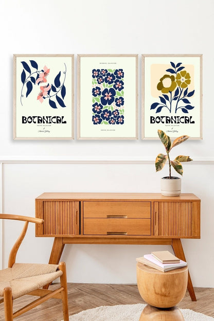 Botanik Üçlü Ahşap Çerçeveli Tablo 23 x 30