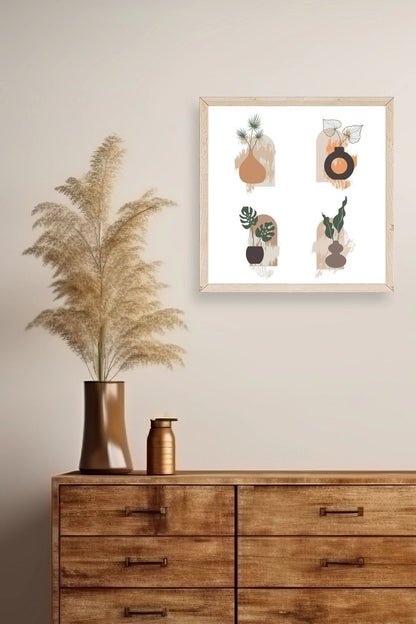 Çiçek Ahşap Çerçeveli Tablo 50 x 50