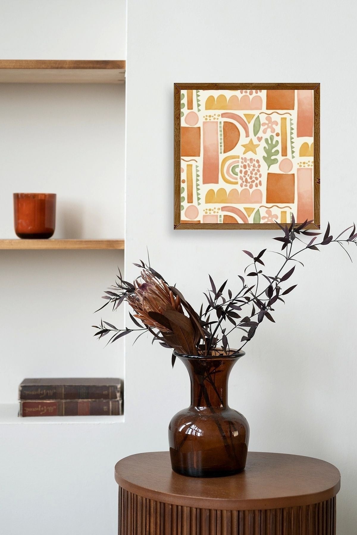 Soyut Ahşap Çerçeveli Tablo 23 x 23