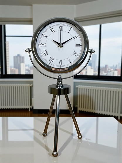 Zentime Krom Şık Üç Ayaklı Masa Saati