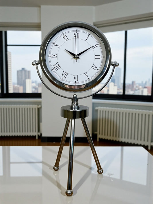 Zentime Krom Şık Üç Ayaklı Masa Saati