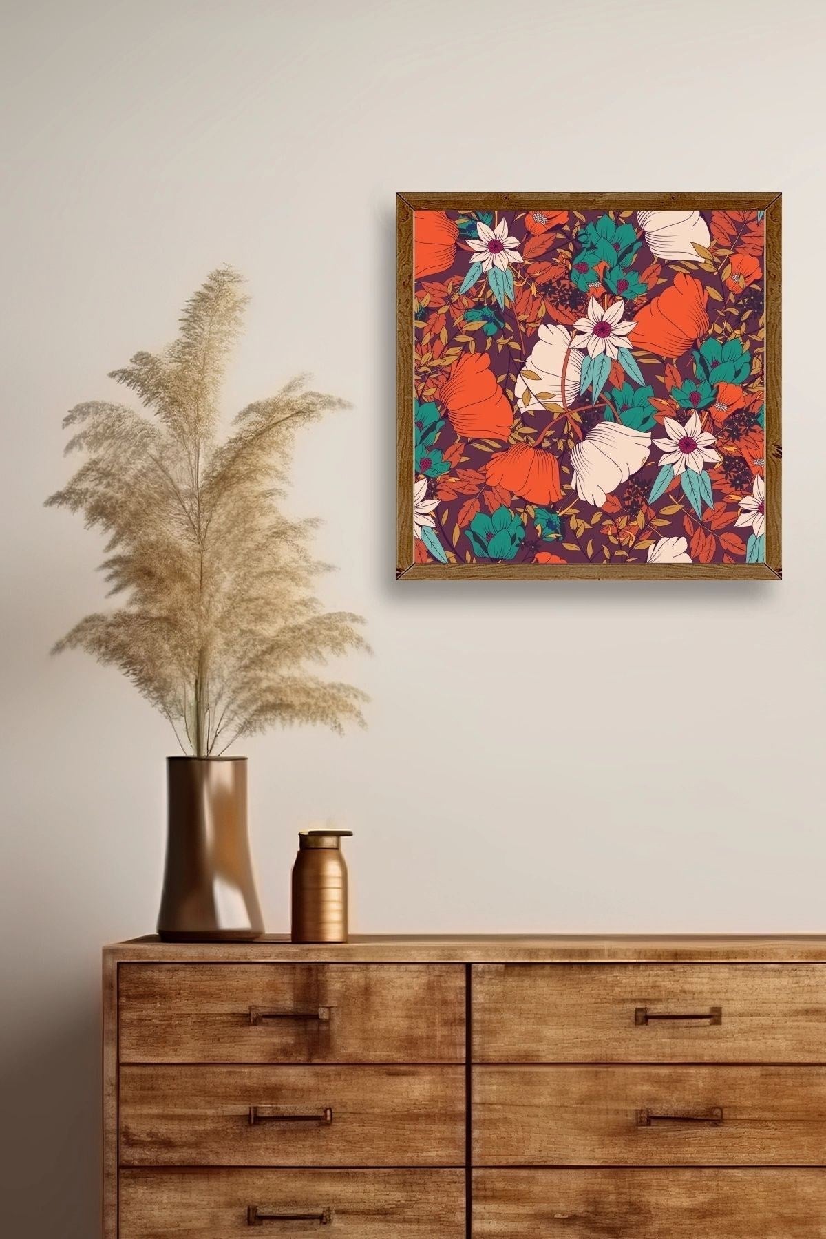 Çiçek Ahşap Çerçeveli Tablo 23 x 23