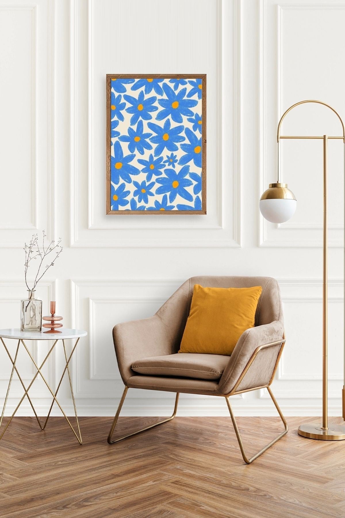 Çiçekler Ahşap Çerçeveli Tablo 17 x 23