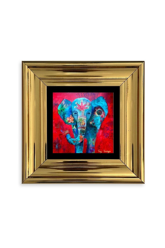 Fil Çerçeveli Taş Tablo 20 cm