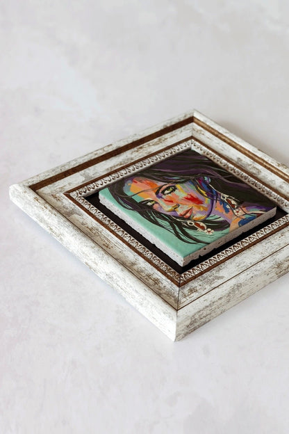 Kadın Çerçeveli Taş Tablo , Çerçeveli Taş Duvar Dekoru-enkcrcvtbl-00181 20 cm