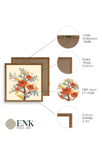 Çiçek Ahşap Çerçeveli Tablo 23 x 23
