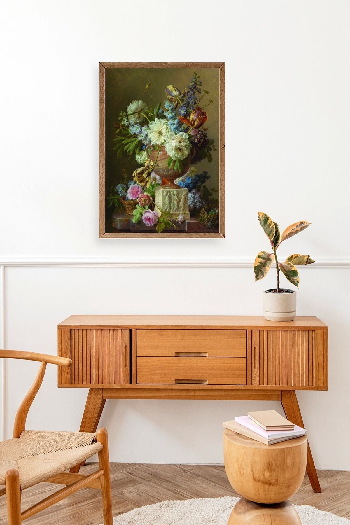 Çiçekler Ahşap Çerçeveli Tablo 50 x 70