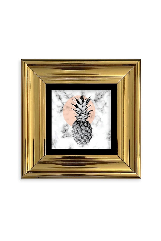 Ananas Çerçeveli Taş Tablo 20 cm