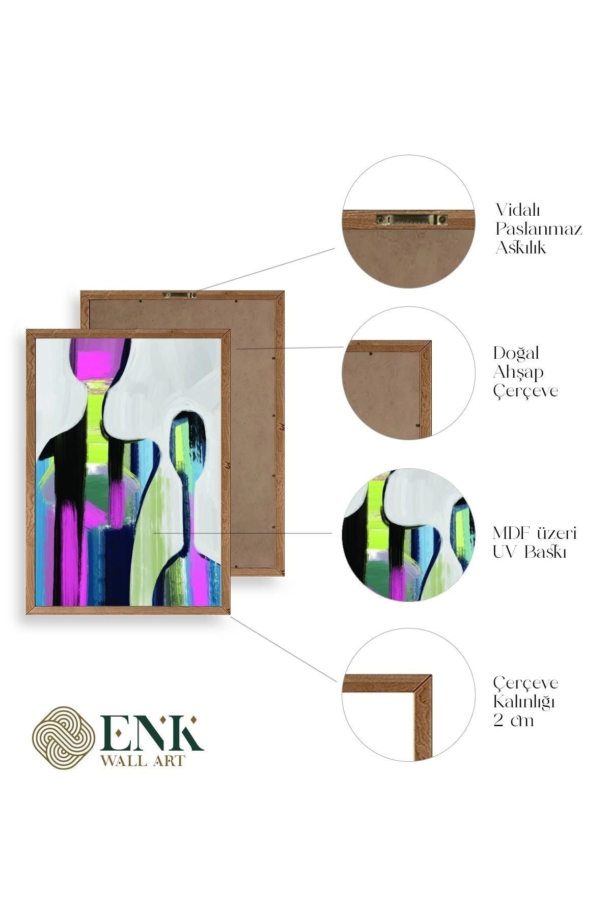 Soyut Ahşap Çerçeveli Tablo 50 x 70