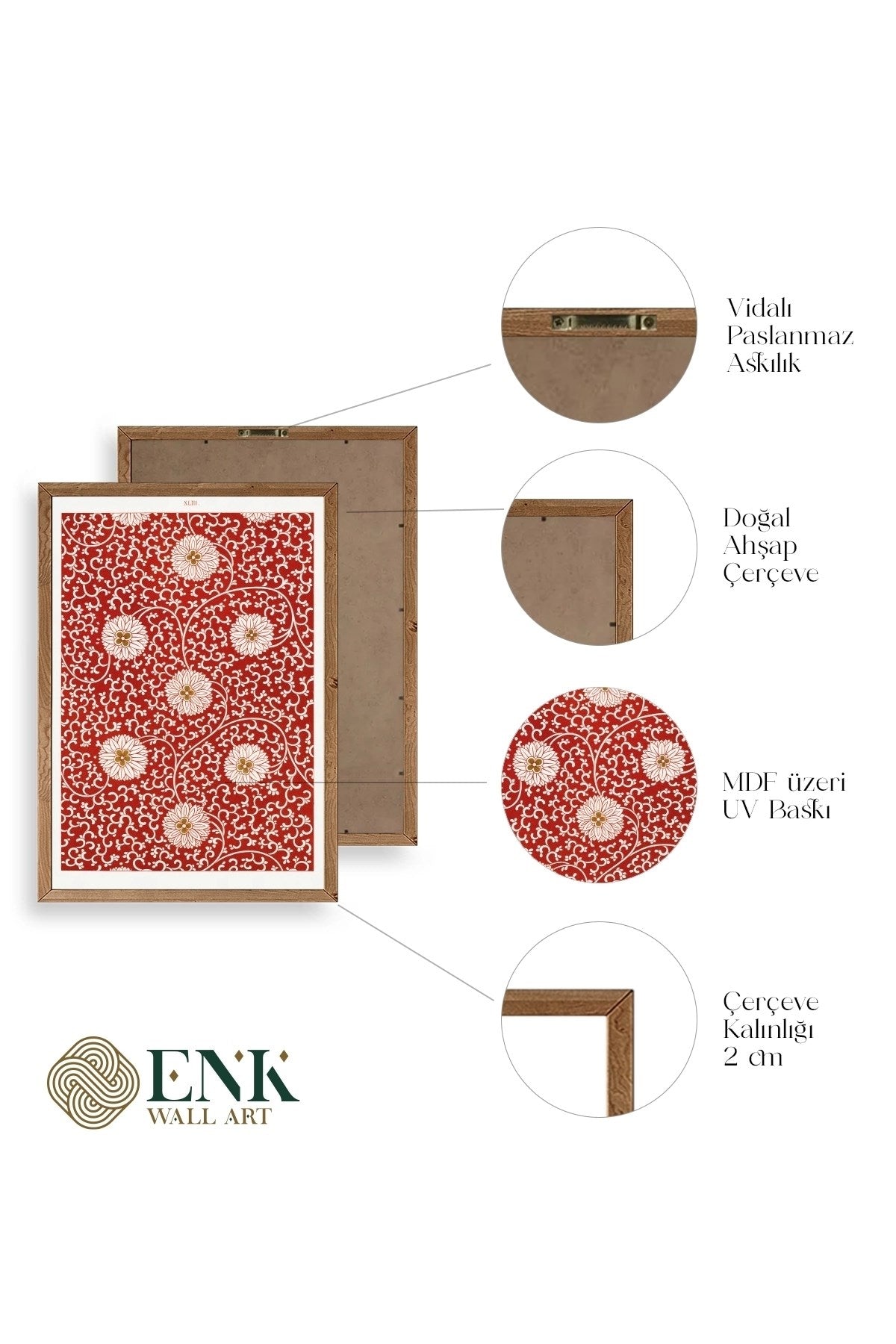 Çiçekler Ahşap Çerçeveli Tablo 30 x 42