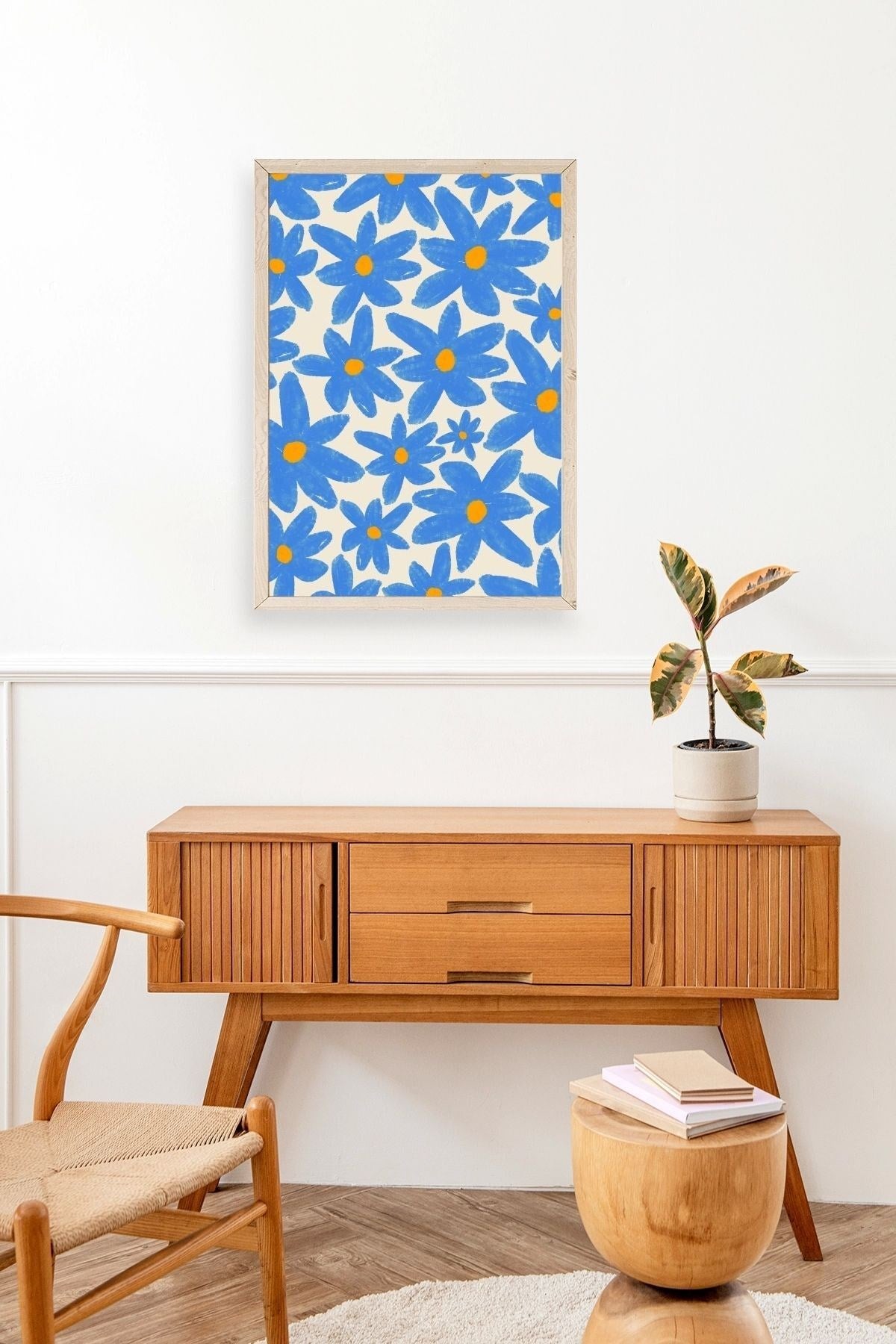 Çiçekler Ahşap Çerçeveli Tablo 50 x 70