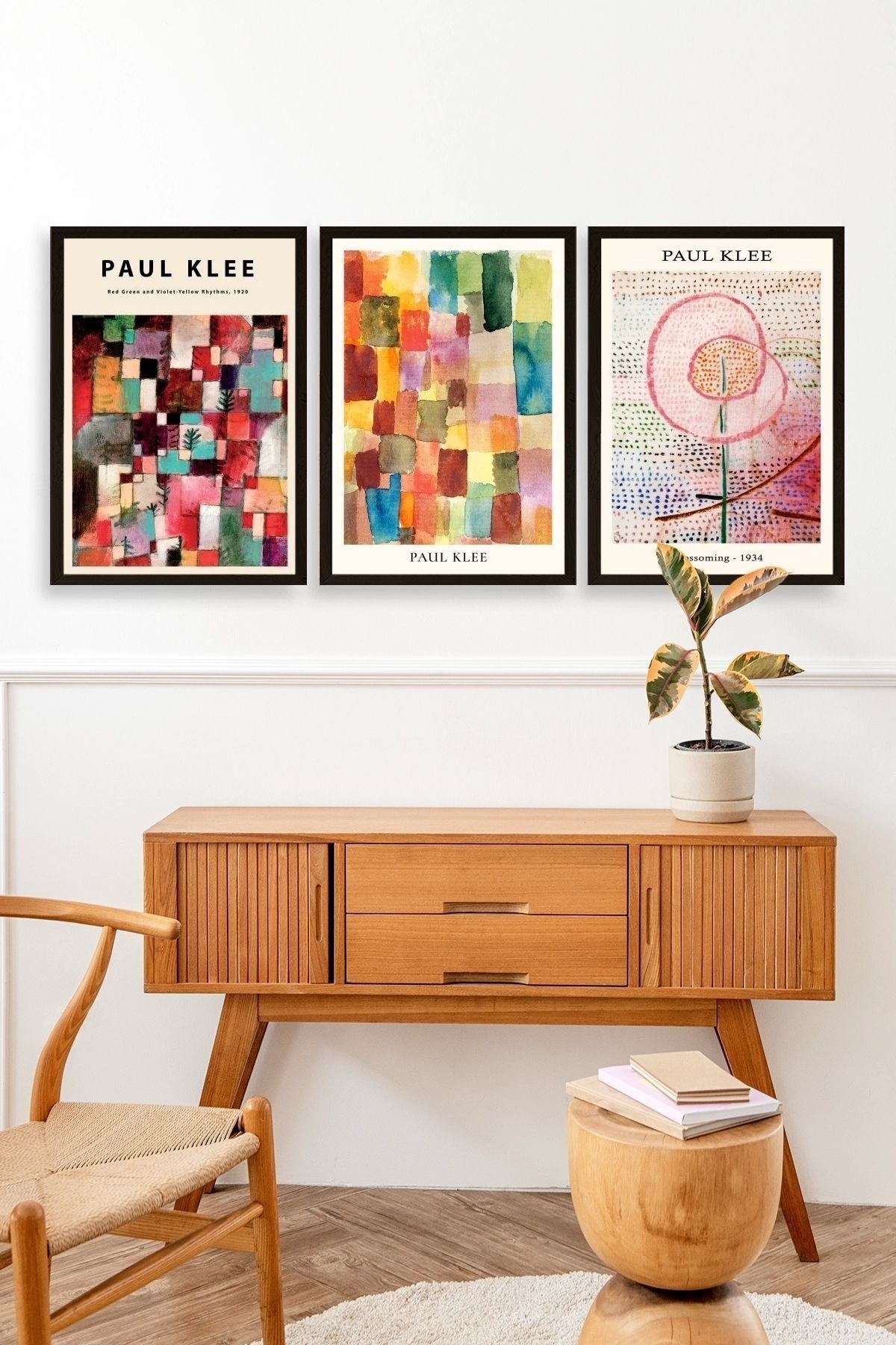 Paul Klee Üçlü Ahşap Çerçeveli Tablo 23 x 30