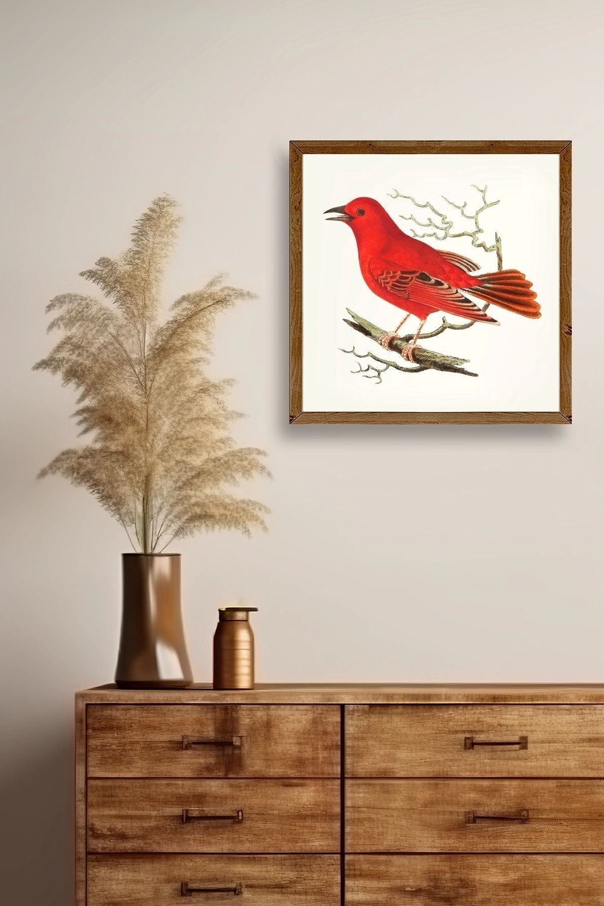 Kuş Ahşap Çerçeveli Tablo 42 x 42