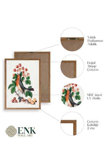 Daldaki Kuş Ahşap Çerçeveli Tablo 17 x 23