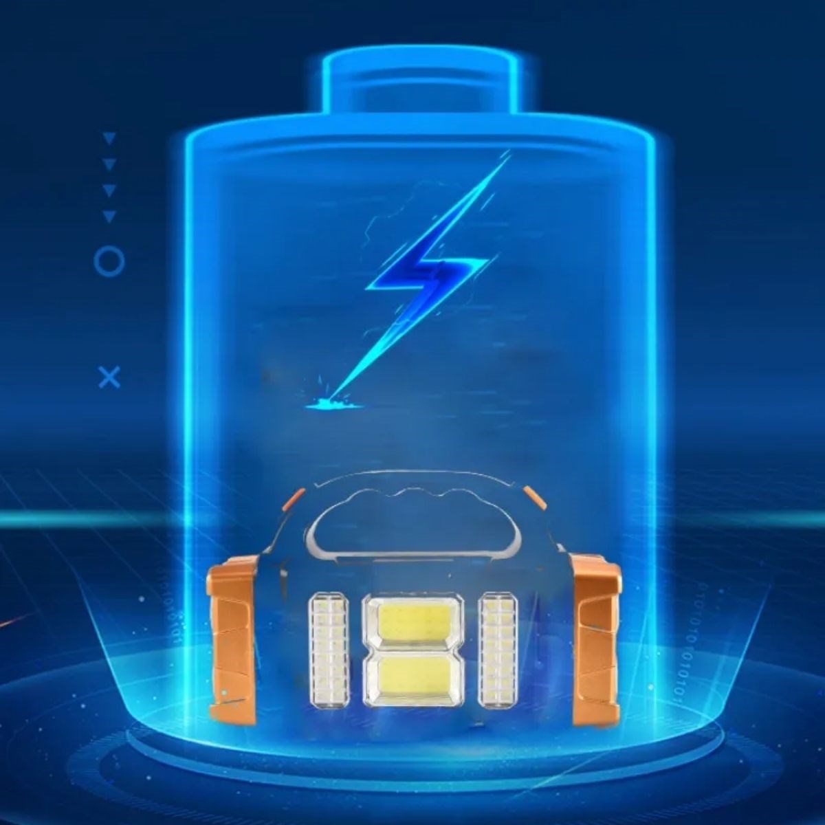 BUFFER® Solar ve USB Şarjlı LED + COB El Feneri | 1500 mAh Şarjlı Taşınabilir Çalışma Işığı–Su Geçirmez HB-2678