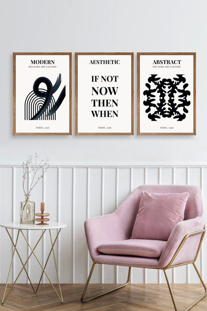 Modern Üçlü Ahşap Çerçeveli Tablo 40 x 60