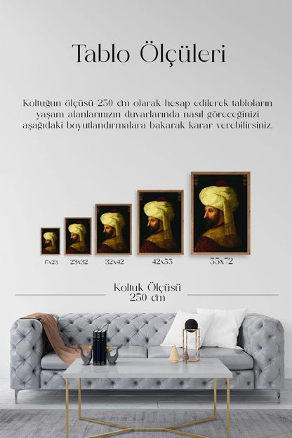 Fatih Sultan Mehmet Ahşap Çerçeveli Tablo 50 x 70