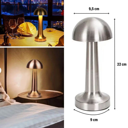 BUFFER® Mantar Model Silver Renk Şarjlı Dokunmatik 3 Renkli LED Masa Lambası