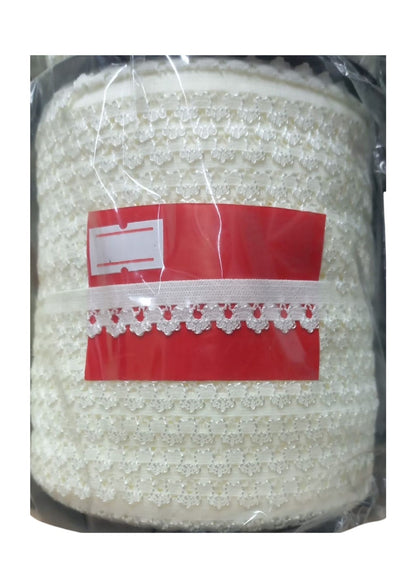 Çamaşır Lastiği Dantelli 1 cm 1 Metre Ekru