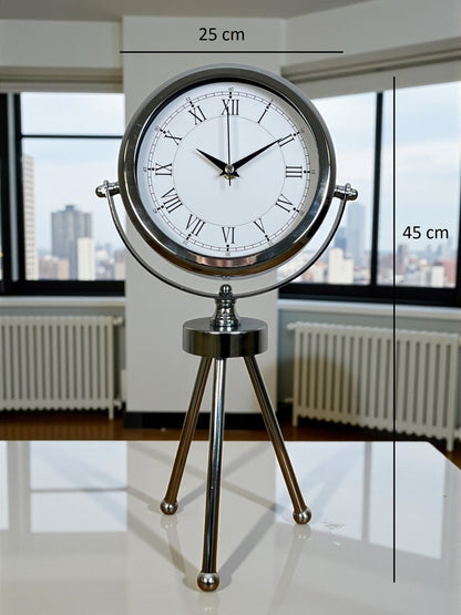 Zentime Krom Şık Üç Ayaklı Masa Saati