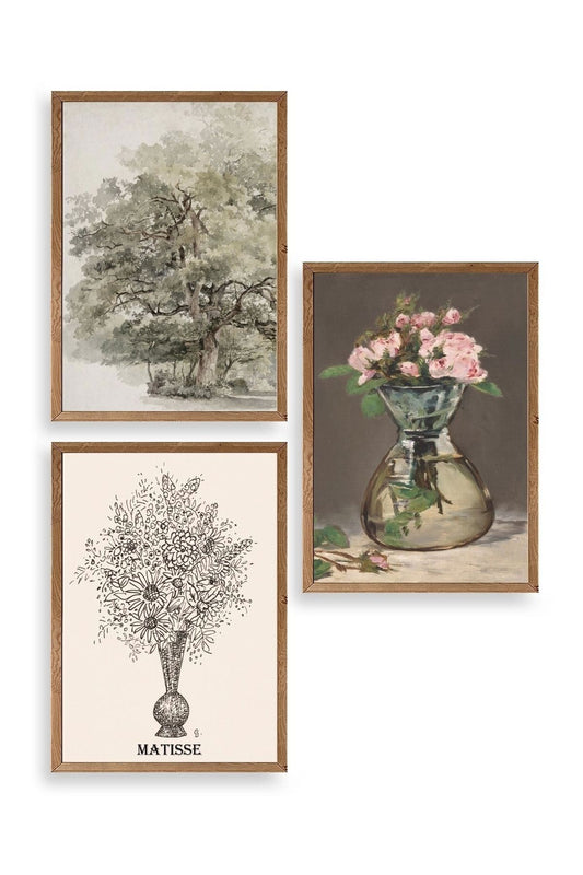 Matisse Üçlü Ahşap Çerçeveli Tablo 23 x 30