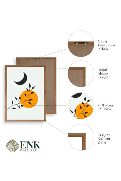 Manzara Üçlü Ahşap Çerçeveli Tablo 50 x 70