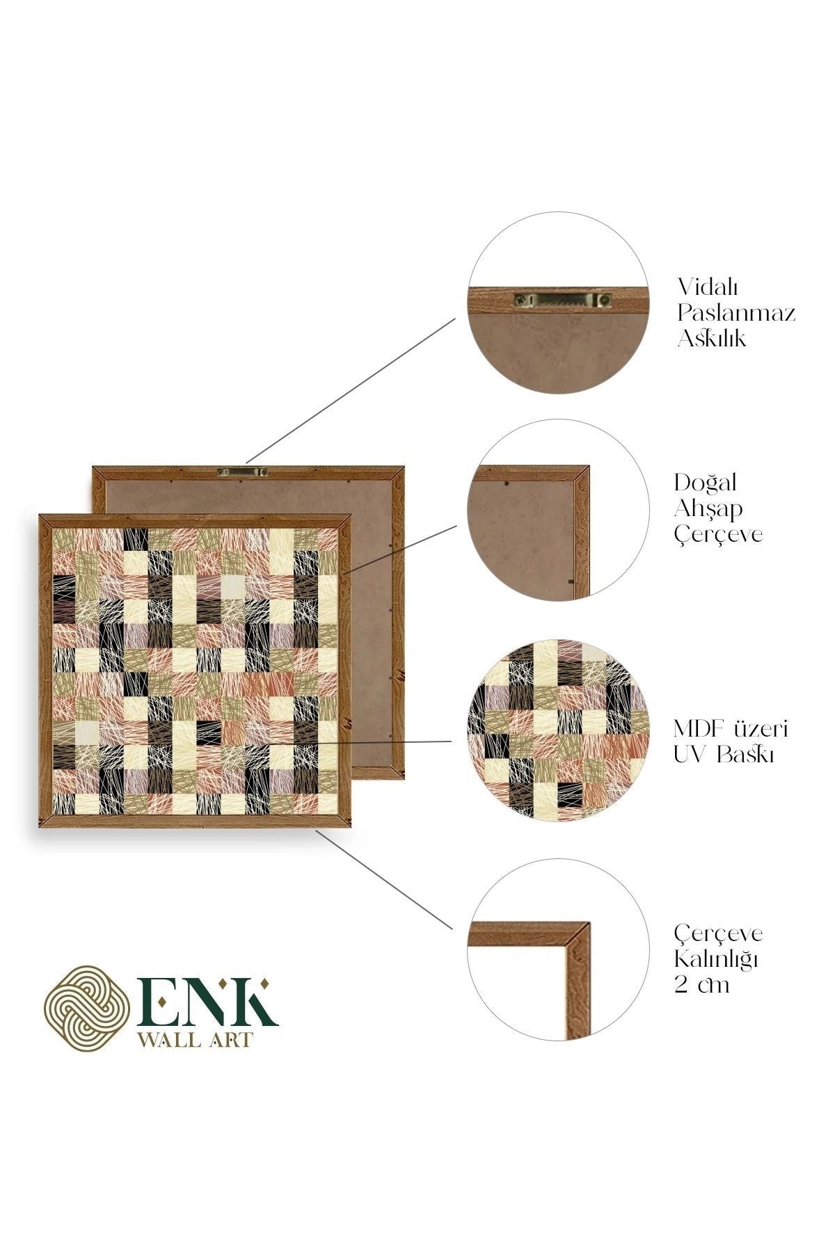 Soyut Ahşap Çerçeveli Tablo 50 x 50