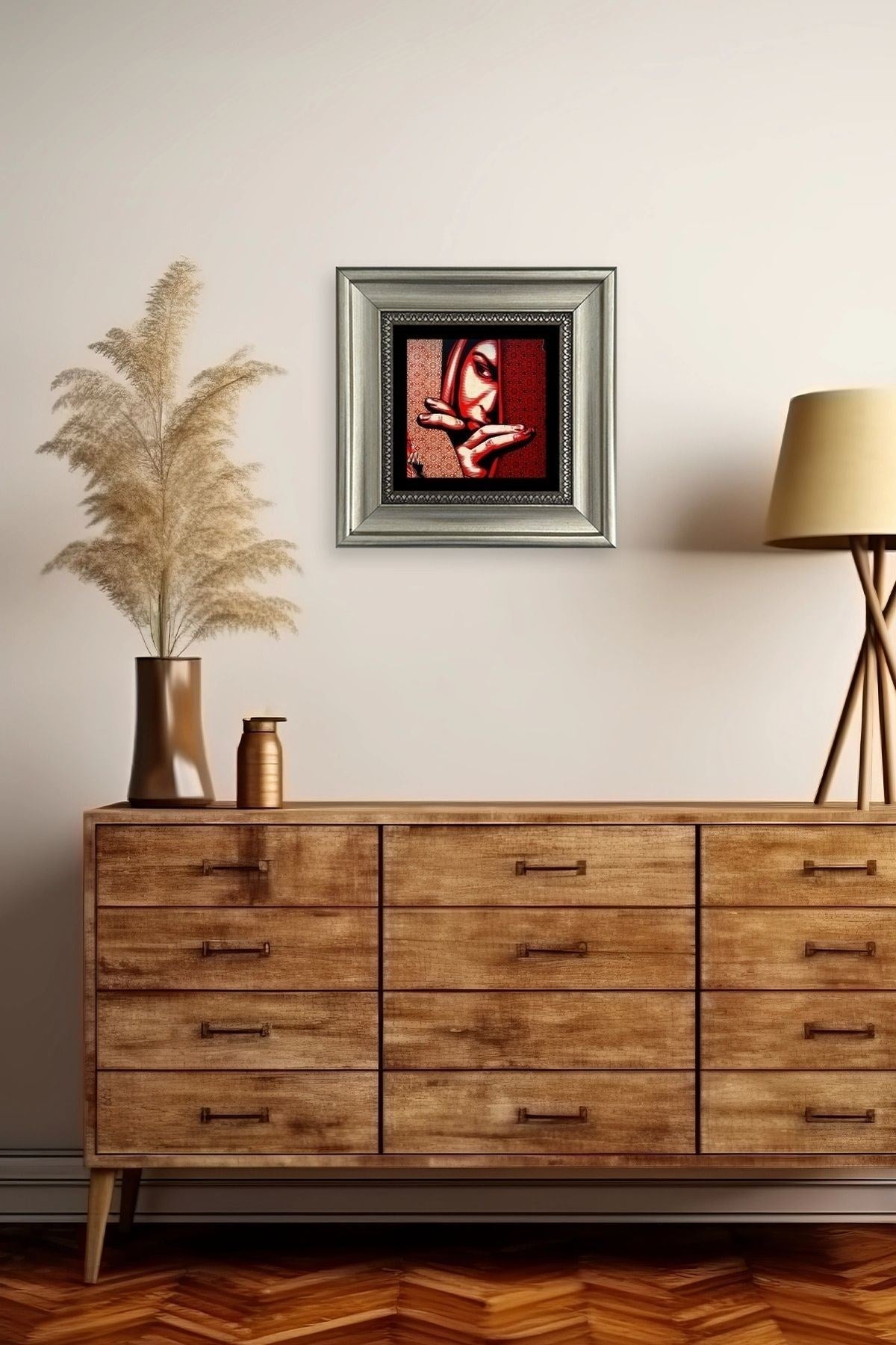 Kadın Çerçeveli Taş Tablo 20 cm