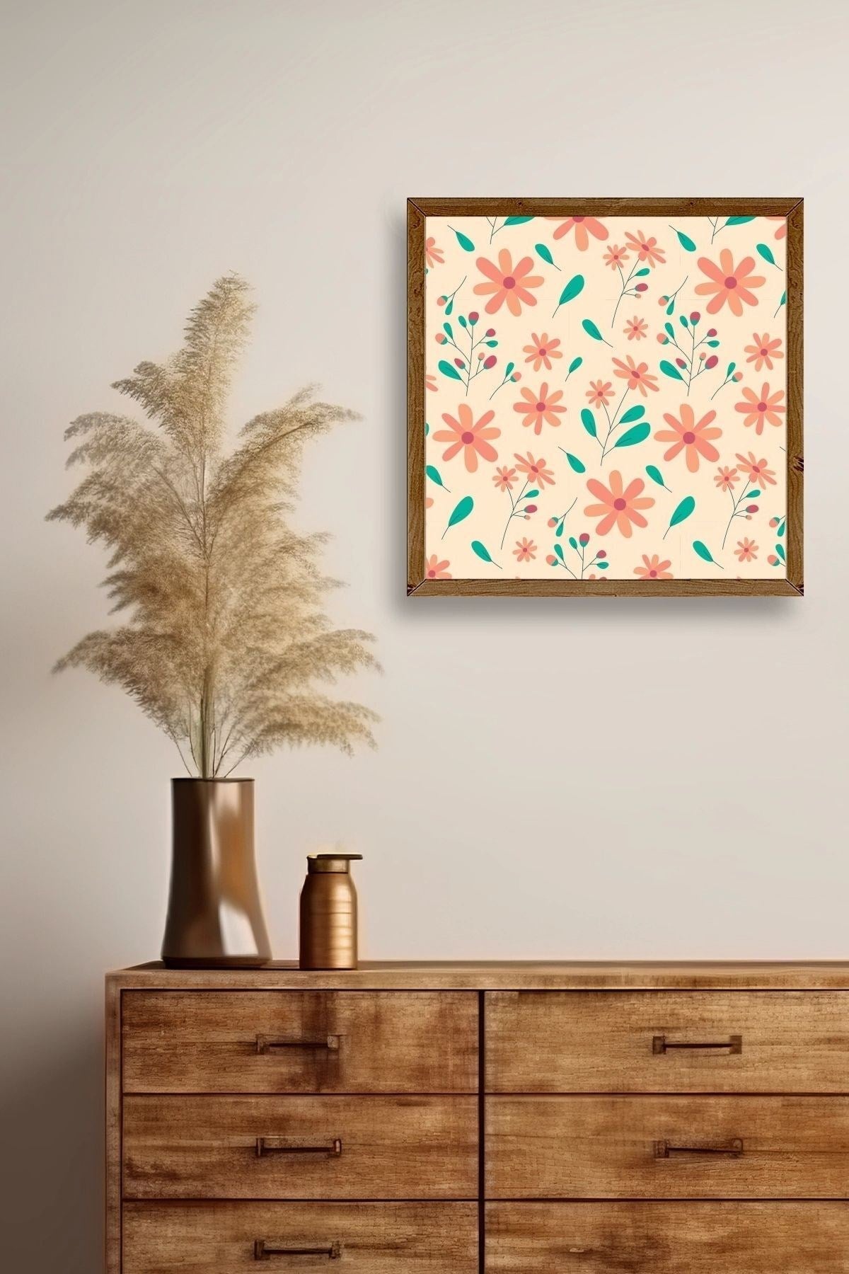 Çiçek Ahşap Çerçeveli Tablo 42 x 42