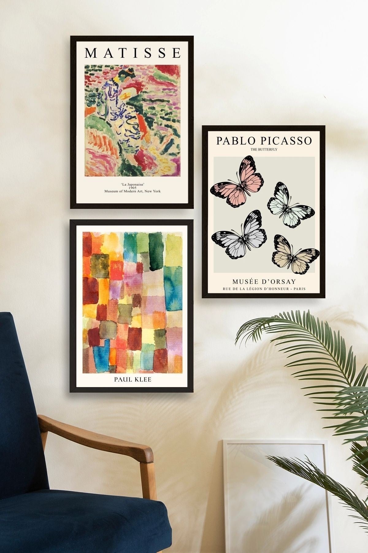 Matisse Üçlü Ahşap Çerçeveli Tablo 40 x 60