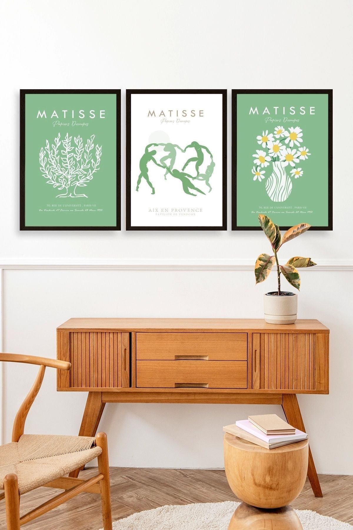 Matisse Üçlü Ahşap Çerçeveli Tablo 50 x 70