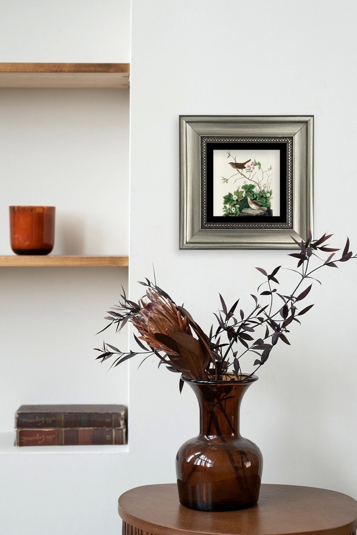 Kuşlar Çerçeveli Taş Tablo 20 cm