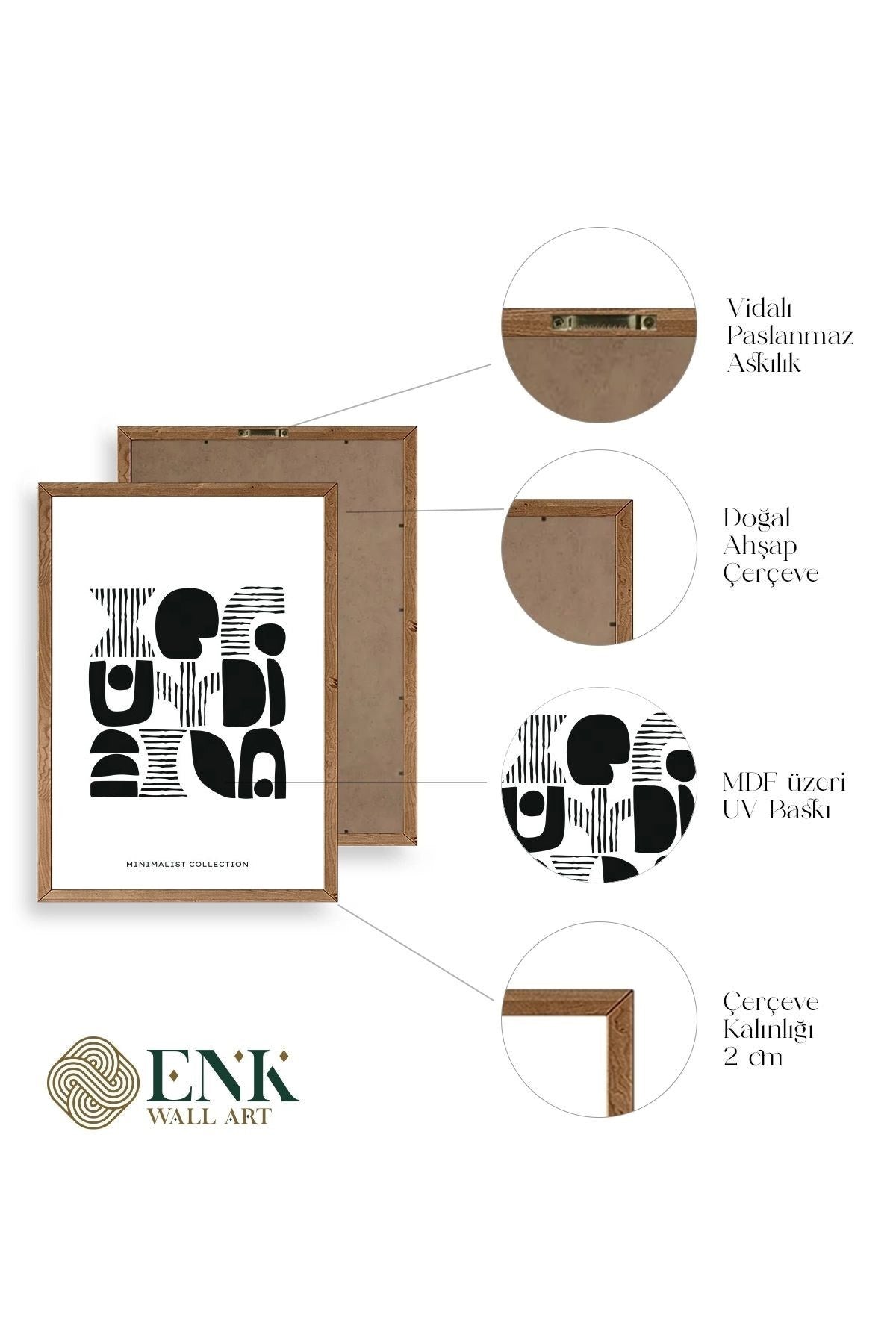 Soyut Ahşap Çerçeveli Tablo 17 x 23