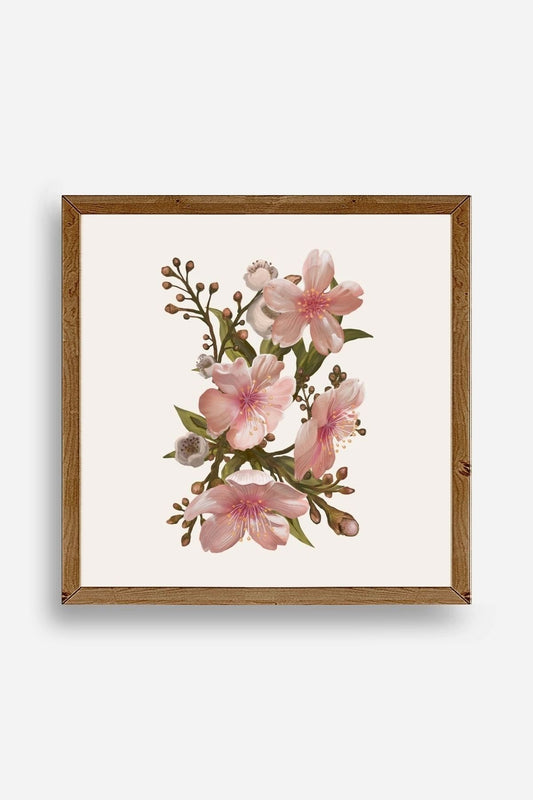 Çiçek Ahşap Çerçeveli Tablo 23 x 23