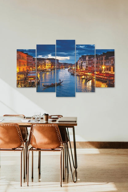Şehir Manzarası 5 Parçalı Mdf Tablo 60 x 100