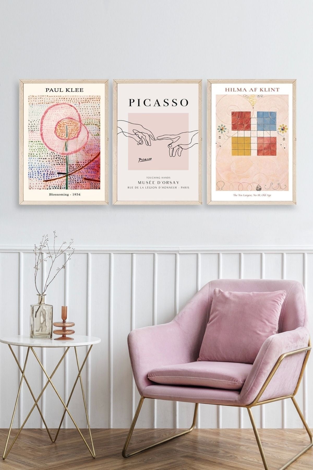 Ünlü Tablolar Üçlü Ahşap Çerçeveli Tablo 30 x 40