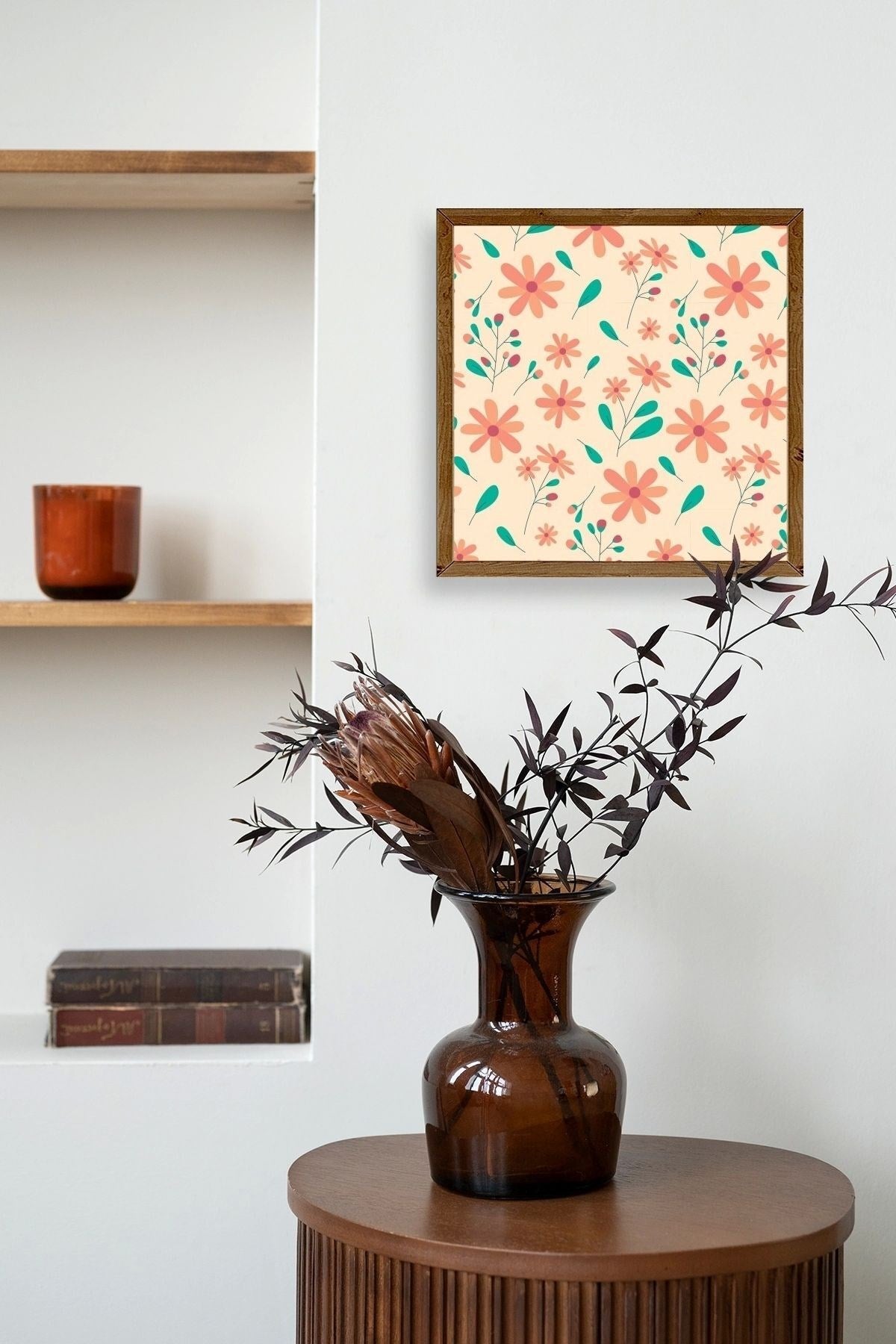 Çiçek Ahşap Çerçeveli Tablo 23 x 23
