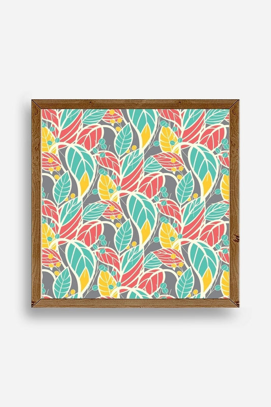 Yaprak Ahşap Çerçeveli Tablo 23 x 23