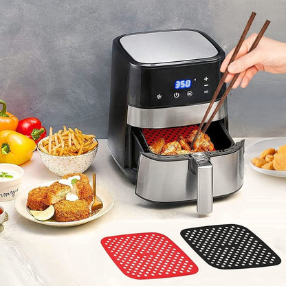 BUFFER® Siyah Isıya Dayanıklı Yıkanılabilir Silikon Fırın Ve Airfryer Kare Model Pişirme Matı 21,5 Cm