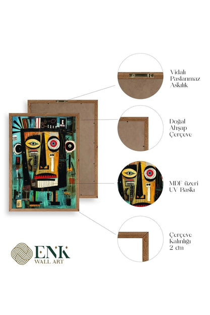 Soyut Ahşap Çerçeveli Tablo 30 x 42