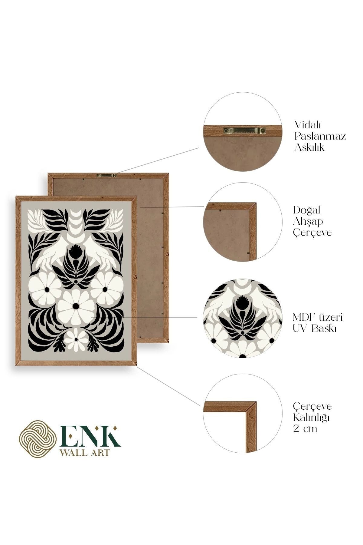 Çiçek Ahşap Çerçeveli Tablo 30 x 42