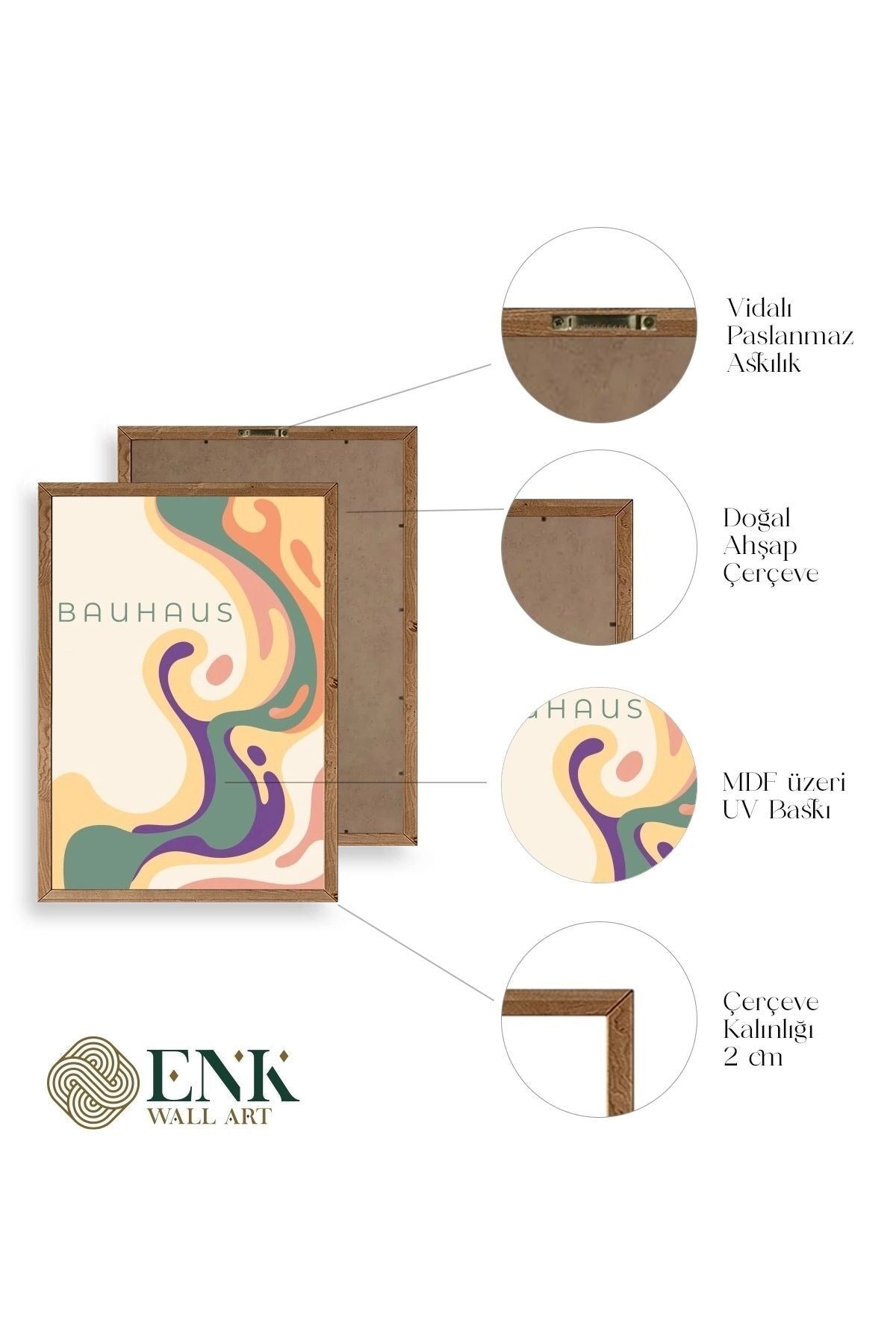 Bauhaus Üçlü Ahşap Çerçeveli Tablo 50 x 70