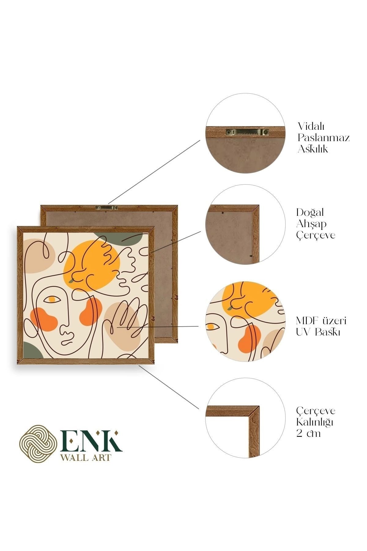 Modern Ahşap Çerçeveli Tablo 42 x 42