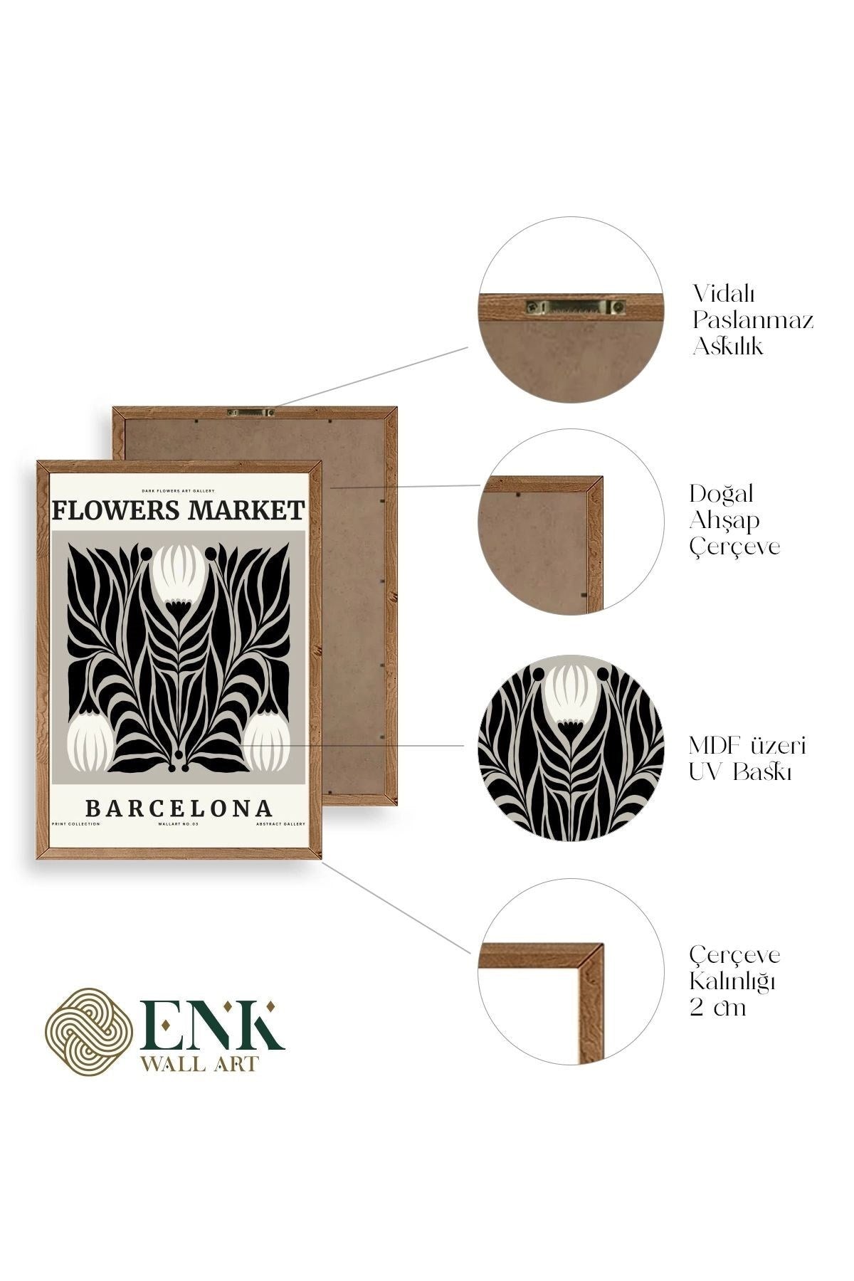 Çiçek Ahşap Çerçeveli Tablo 50 x 70