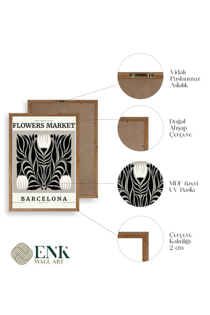 Çiçek Ahşap Çerçeveli Tablo 50 x 70