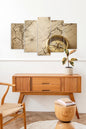Pusula ve Harita 5 Parçalı Mdf Tablo 60 x 100