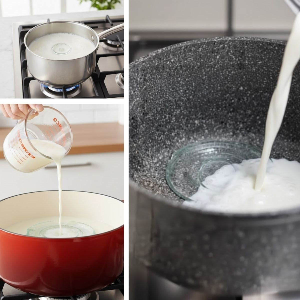 BUFFER® Cam Süt Kaynatma ve Taşma Önleyici Aparat – Süt Taşırmaz Güvenli Kaynatma,Isıya Dayanıklı Cam