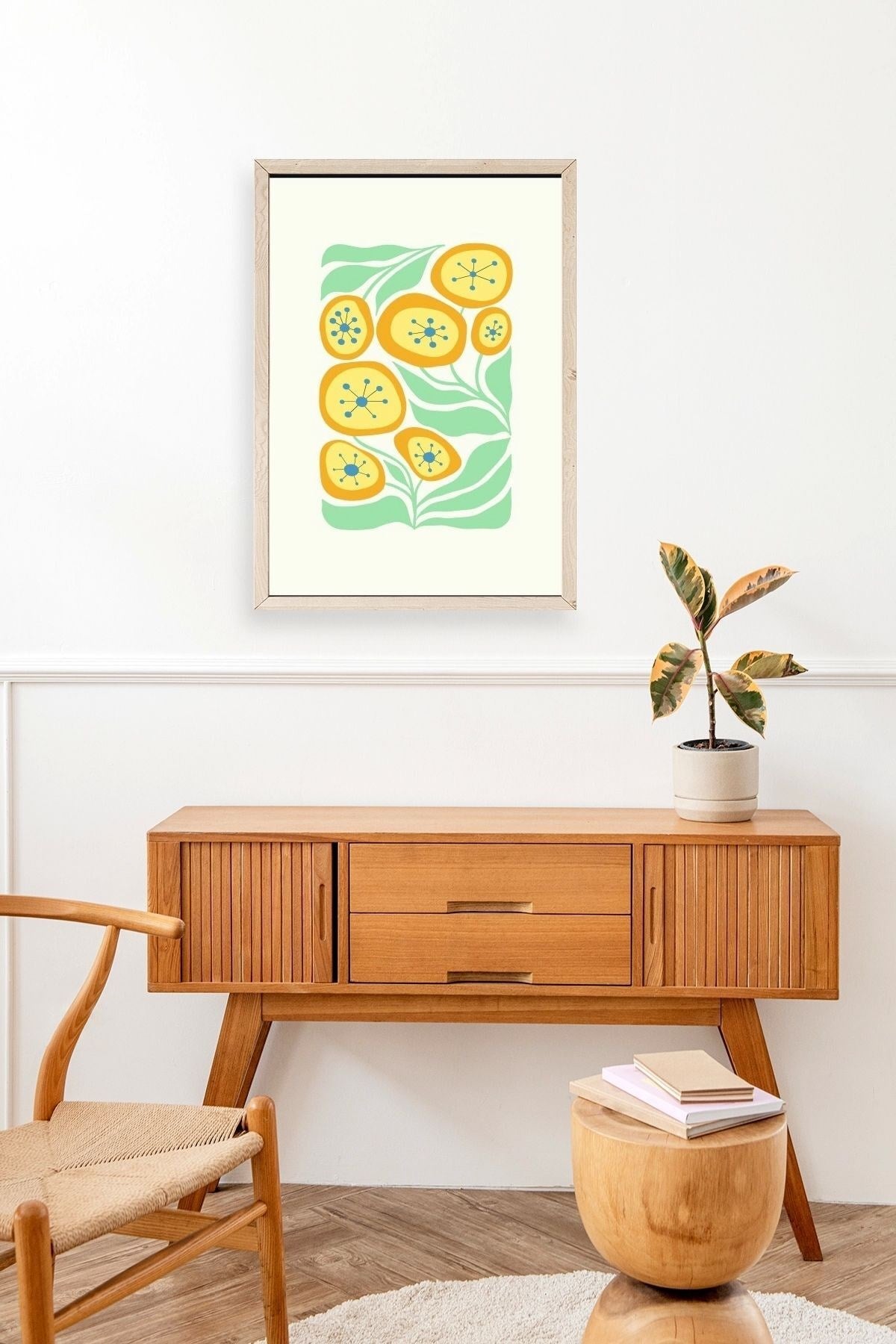 Çiçek Ahşap Çerçeveli Tablo 23 x 30